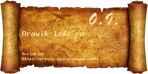 Oravik Izóra névjegykártya
